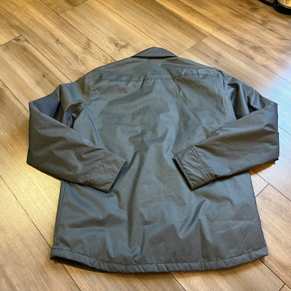 Prana Mens Full Zip Jacket Charcoal Blue Gray Striped Chest Pocket Size Medium - Picture 4 of 5